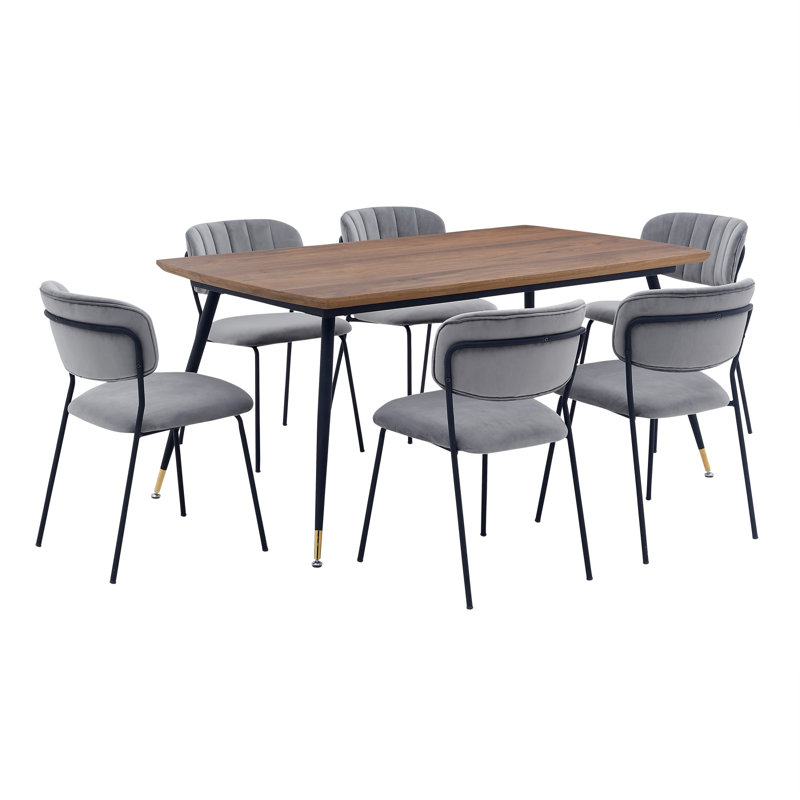 Baboquivari 4 - Person Solid Wood Top Four Leg Dining Set, 1 Table and 6 Chairs