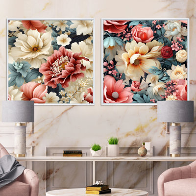 Faustine - Ensemble de 2 collages carrés floraux