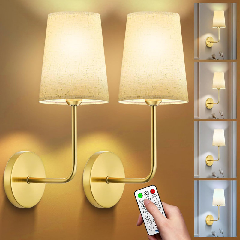  Battery Operated Wall Sconce Rechargeable Wall Lights (Set of 2)