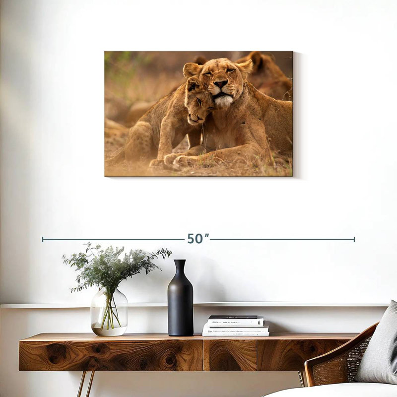 Lioness And Cub, 20" H x 30" W