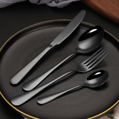 24-Piece Stainless Steel Flatware Set With Hanging Rack, Service For 6 Includes Forks, Knives, Spoons, And Coffee Spoons, Dishwasher Safe Mirror Polished Cutlery Set