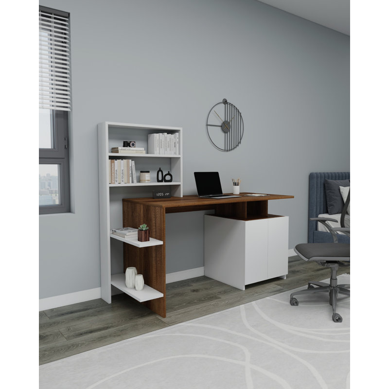Computer Desk Ezekiella Lake, Walnut/White