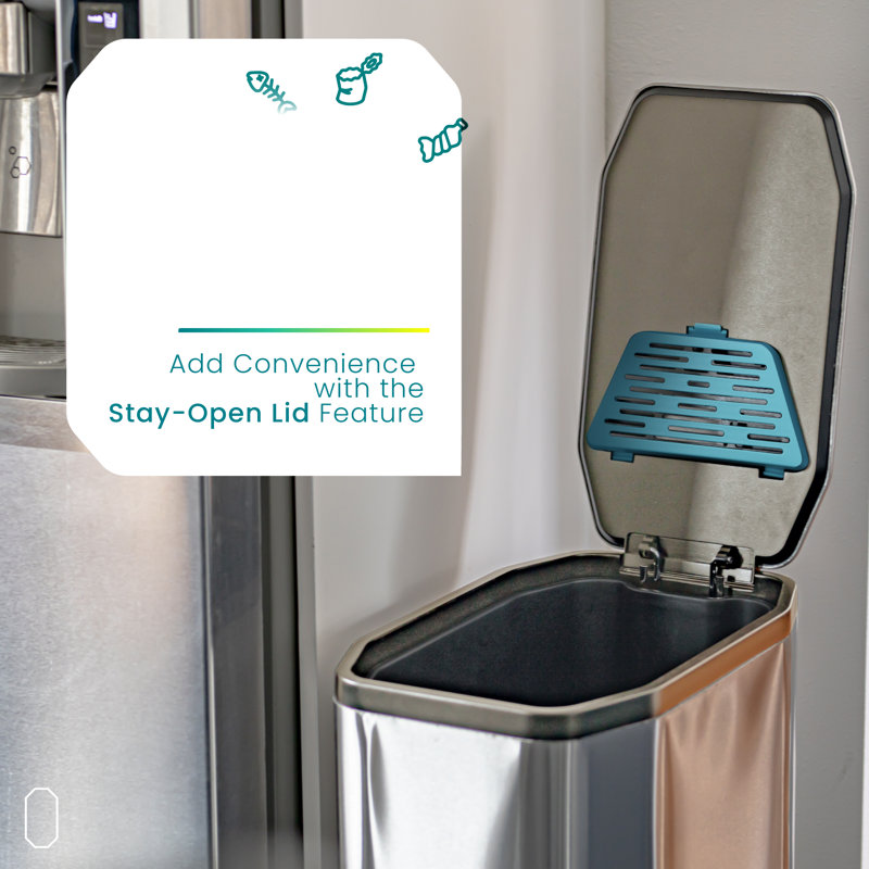 Poubelle de cuisine en acier inoxydable 13 gallons avec contrôle des odeurs CleanAura et couvercle à fermeture en douceur