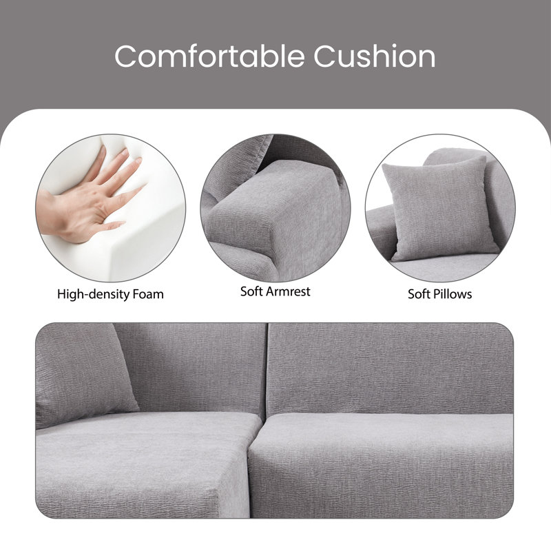 Canapé modulaire rembourré 2 pièces Kayari, Chenille gris / 100 % polyester