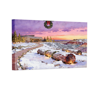 Paysage d'hiver de Noël avec décorations de Noël, ensemble de 3 impressions d'art sur toile