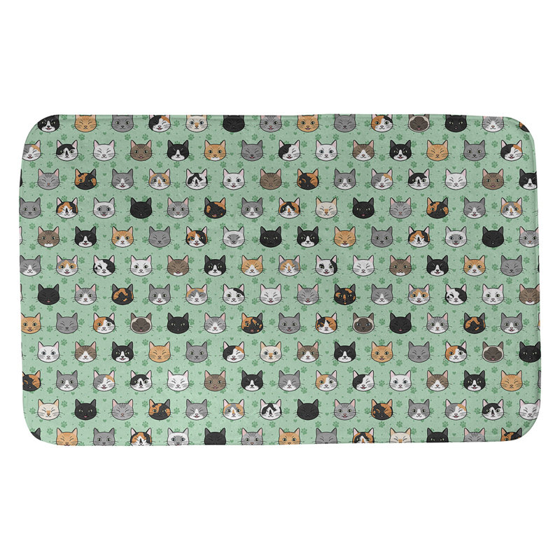 Tapis pour salle de bain chat Kitterman, l 17 po x L 24 po, Vert