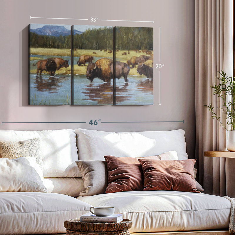 «Buffalo Crossing», 3 pièces, H 20 po x l 33 po