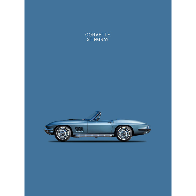 Corvette Stingray bleu - impression sur toile tendue, H 32 po x l 24 po