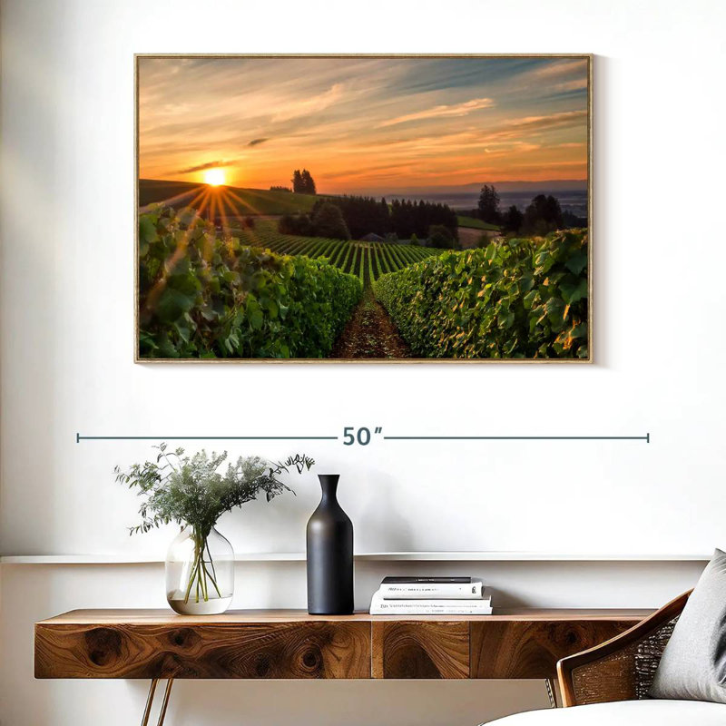 Willamette Vineyard, Cadre flottant en bois naturel, 40 po x 27 po