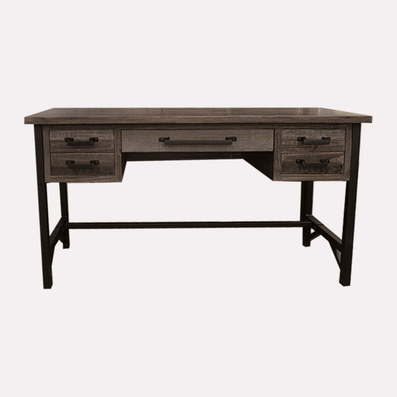 Sabetha Solid Wood Top Metal Base Writing Desk