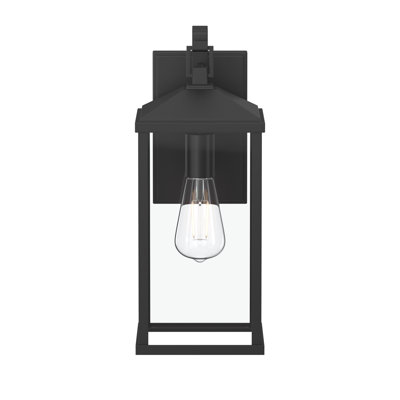 Grande lanterne murale d'extérieur noir mat à 1 lumière Cantley avec panneaux en verre transparent