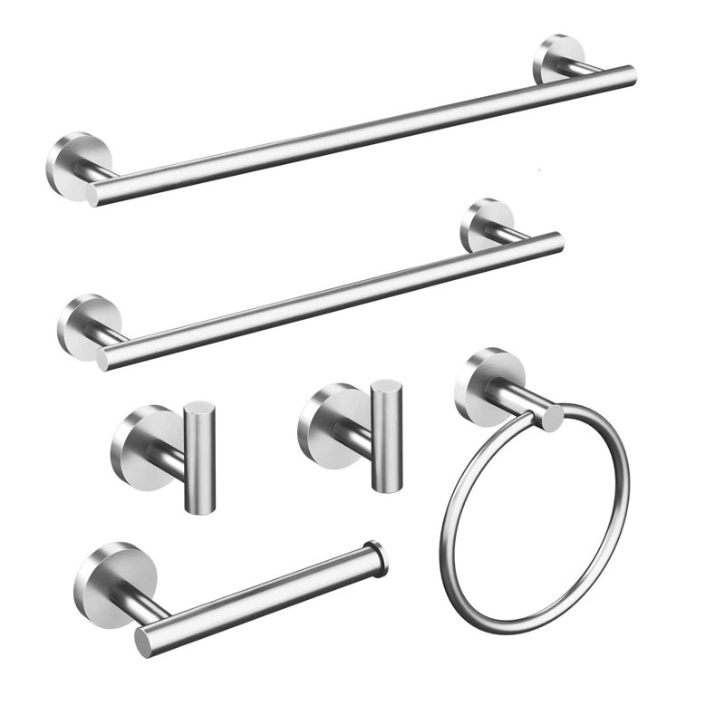 6 - Piece Bathroom Hardware Set, Silver