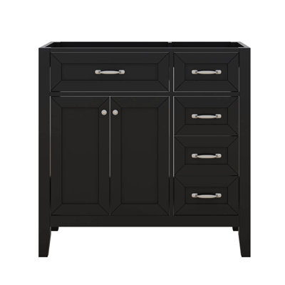 Meuble-lavabo 36 po sans lavabo, base d'armoire seulement, armoire de salle de bain avec 3 tiroirs et 2 portes, structure de meuble-lavabo en bois massif