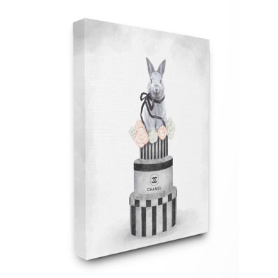 « mode lapin boîte de style rose neutre peinture grise », impression