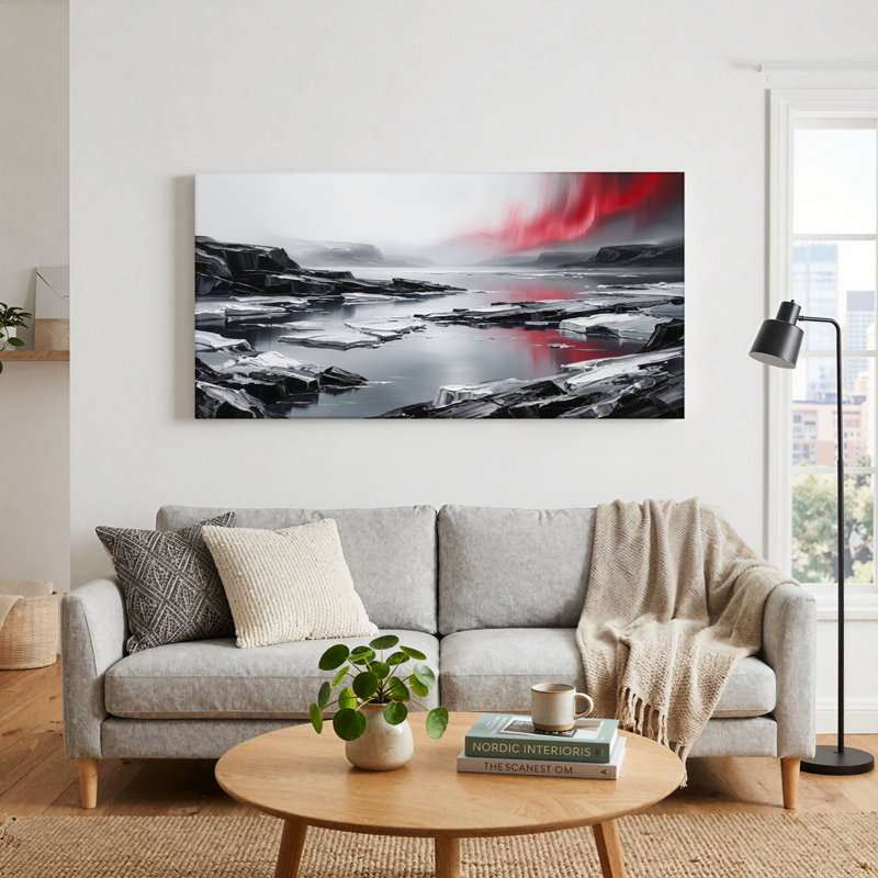 Ensemble de 1 tableau sur toile Aurores boréales, 32“W x 16”H, Toile tendue