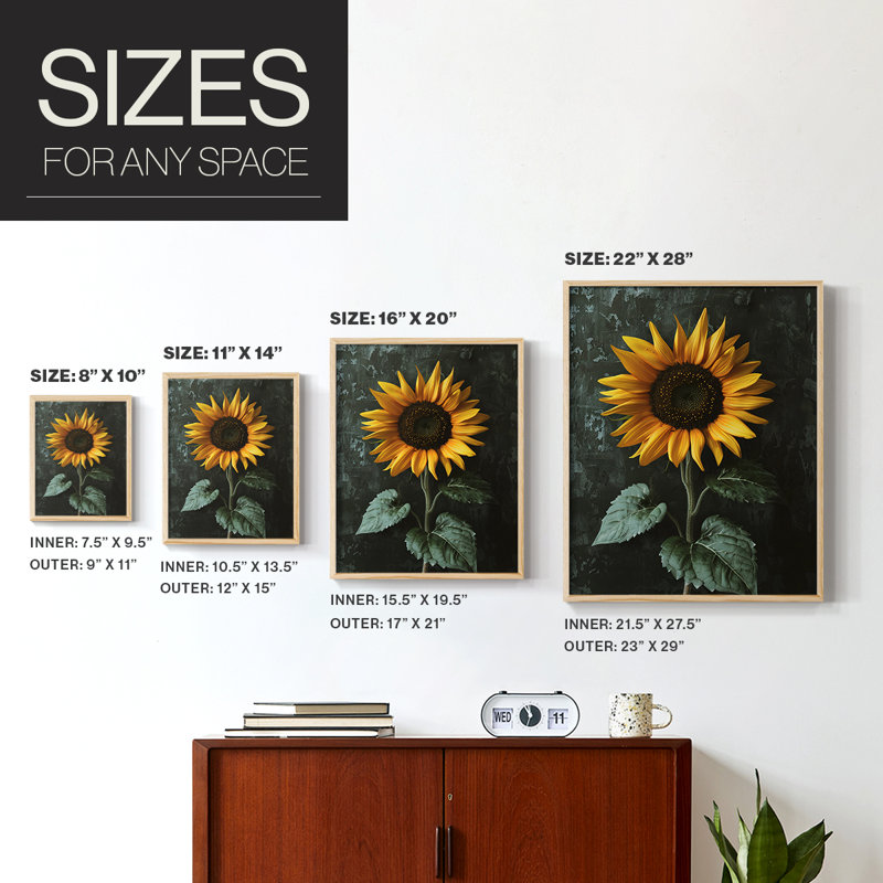 Impression encadrée FLORAL Series DV - bois massif, H 11 po x l 9 po