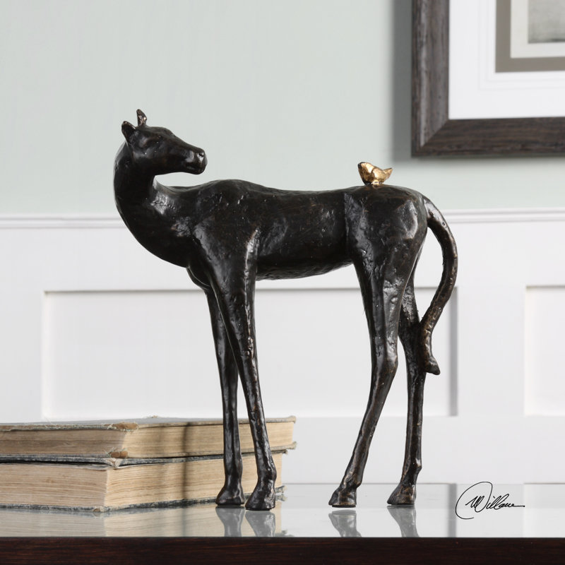 Figurine cheval brun foncé en métal