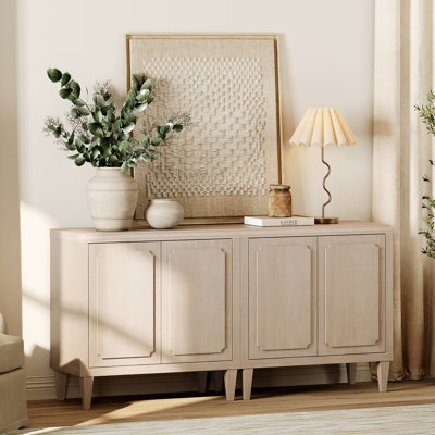 Dildy Modern 63" Buffet Cabinet With Storage, Wood Sideboard Cabinet With Embossed Doors & Adjustable Shelf