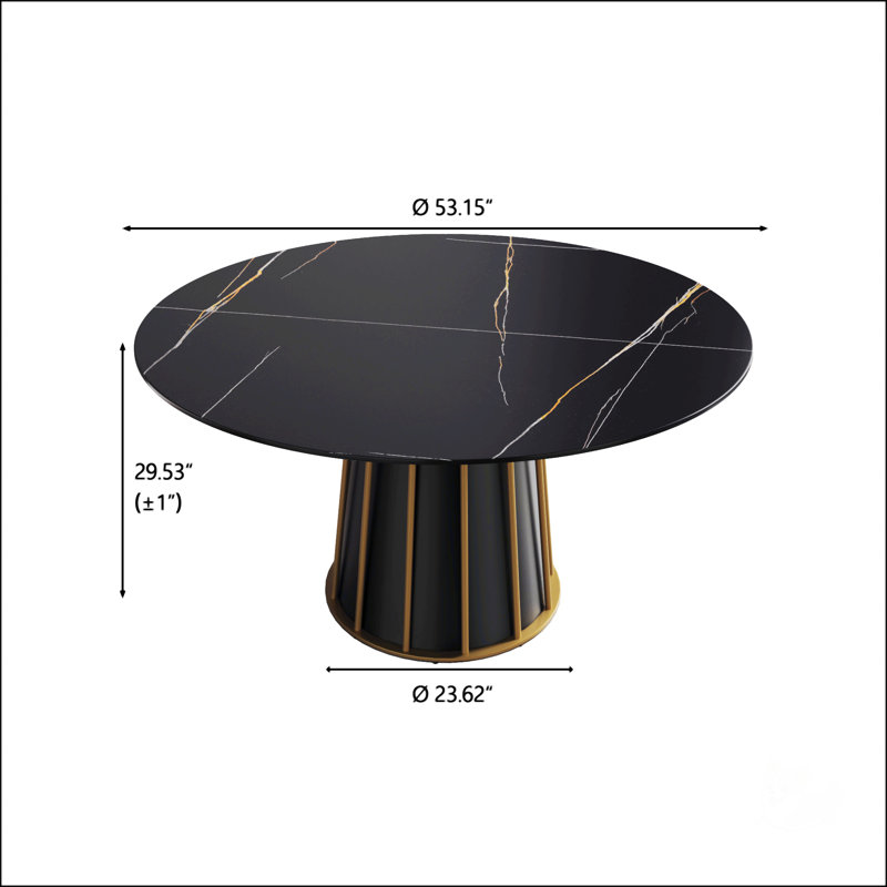 Table de salle à manger Modern, Noir, H 29,53 po x L 53,15 po x l 53,15 po
