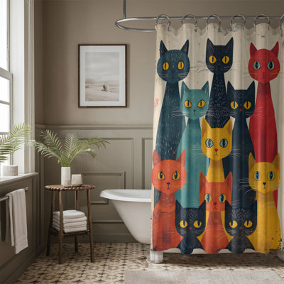 Painted Kitty - 1 Piece Standard Shower Curtain