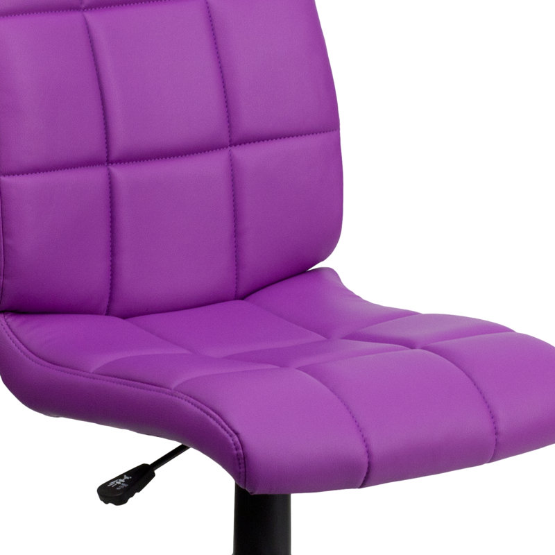 Mid-Back Quilted Vinyl Swivel Task Office Chair, No Arms, Purple