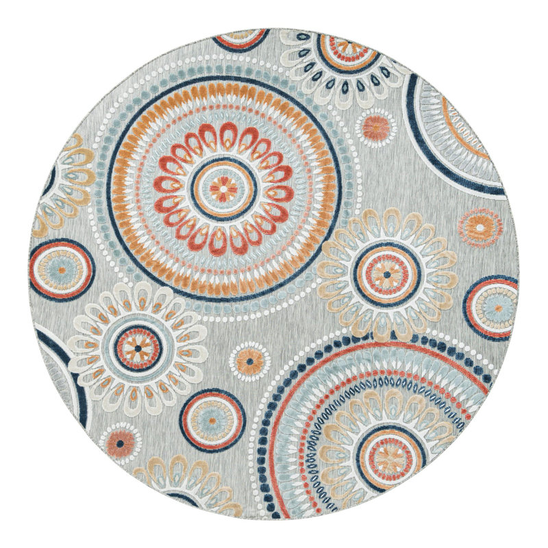 Firman Spiral Wygant Indoor/Outdoor Area Rug, Round 8'2"