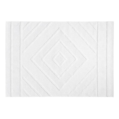 Luxurious Machine Woven Carpet, 6.6 x 9.5 Feet, 100% Polypropylene, Pile Height: 0.4 Inches | Cotton/Jute Base, 1400 g/m², Elegant White Color | Durable, Easy to Clean, Perfect for Living Room & Bedroom Décor