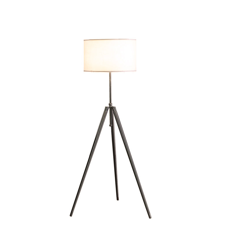 Lampe trépied réglable 64 po - 47 po Mid-Century en chrome / métal argenté