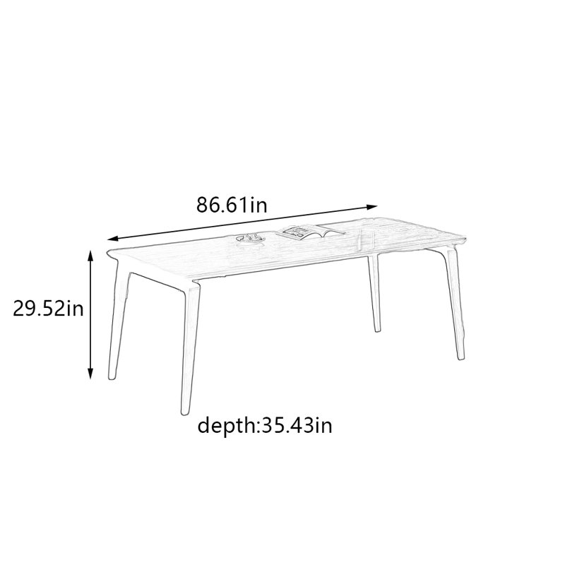 Table de salle à manger Nordic, H 29,52 po x L 86,61 po x l 35,43 po