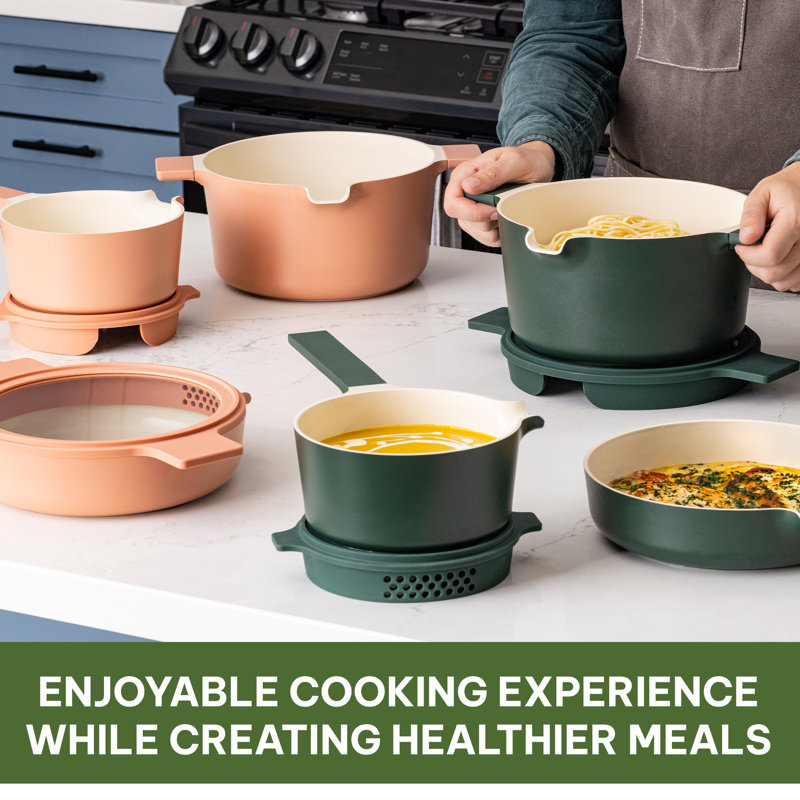 Alva 5-in-1 Green Ceramic Nonstick Cookware Set