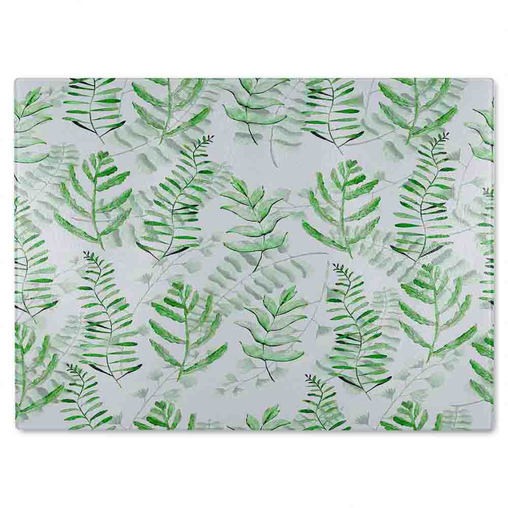Fern Watercolour Glass Chopping Board
