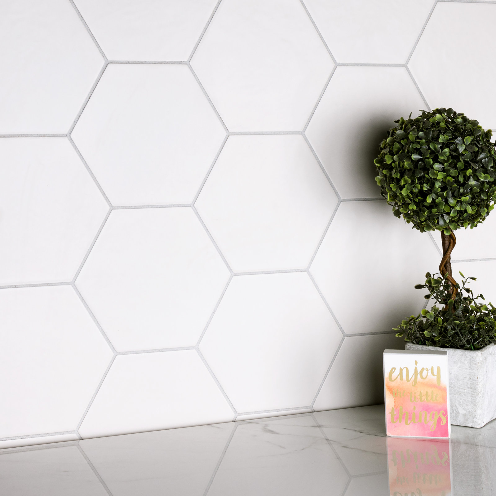 Hexitile 7" x 8" Porcelain Wall & Floor Tile