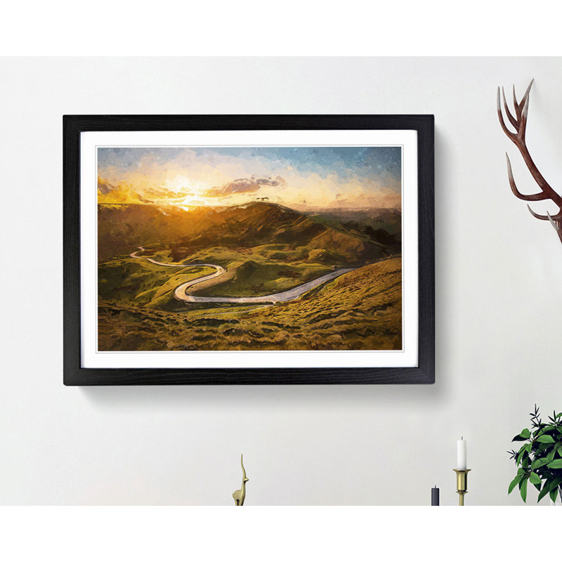 Mam Tor in the Peak District in Abstract - Framed Print, Black, 35cm H x 50cm W x 2cm D