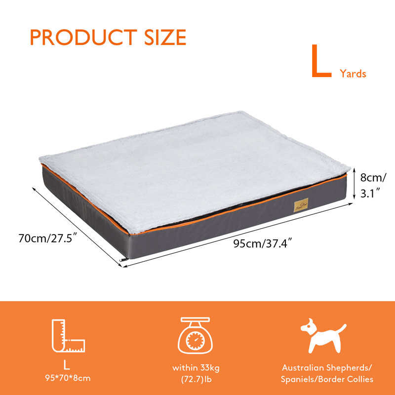 Lit pour chien Pillow, H 3,1 po x l 37,4 po x P 27,5 po