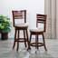 Tabouret pivotant à dossier et à lattes de 24 po de hauteur comptoir, finition cerisier, siège en tissu beige-1848603368-1848603380