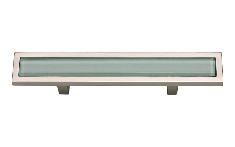 Spa 3" Center to Center Bar Pull, Brushed Nickel/Green
