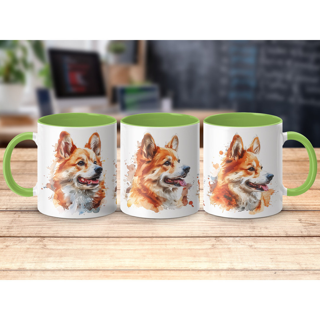 Set of 3 â 11oz Watercolour Fluffy Puppies Design Coffee Mug