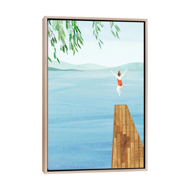 Wild Swim - Framed Wall Art Print, Beige, Framed Print without Mat, 26" H x 18" W