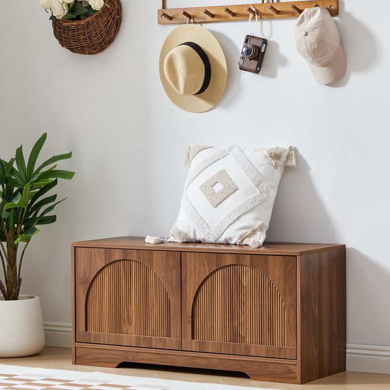 8 Pair Shoe Storage Bench, Brown