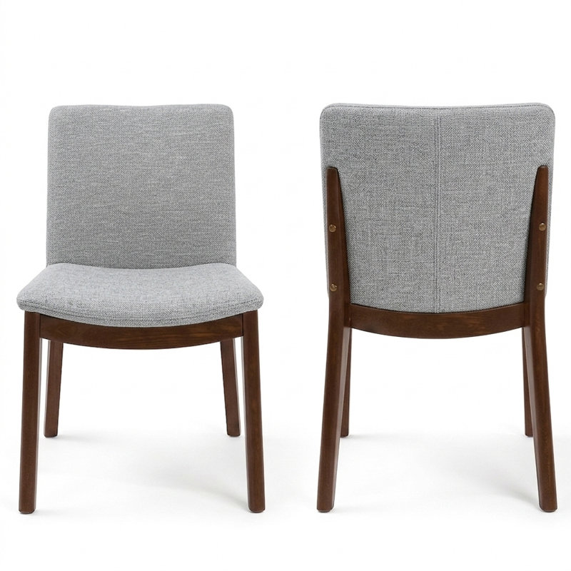 Chaise parsons rembourrée en lin Barriento, Lin gris clair