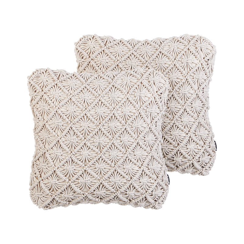 Collierville Plaid Beige Square Cushion