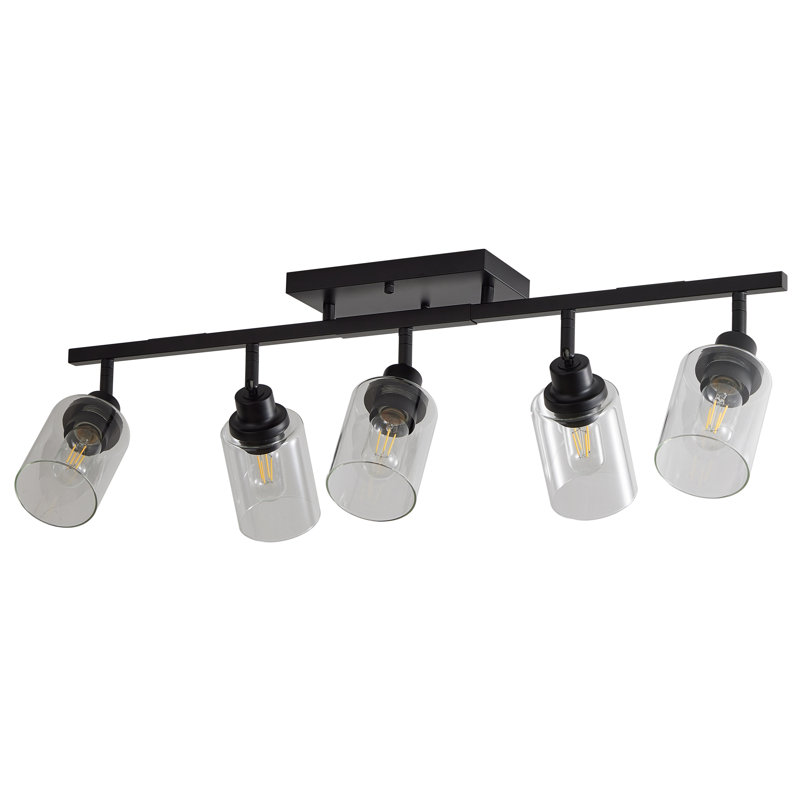 Plafonnier réglable semi-encastré, rail d'éclairage moderne noir mat avec abat-jour en verre transparent, couloir de chambre à coucher de la cuisine, de la salle à manger