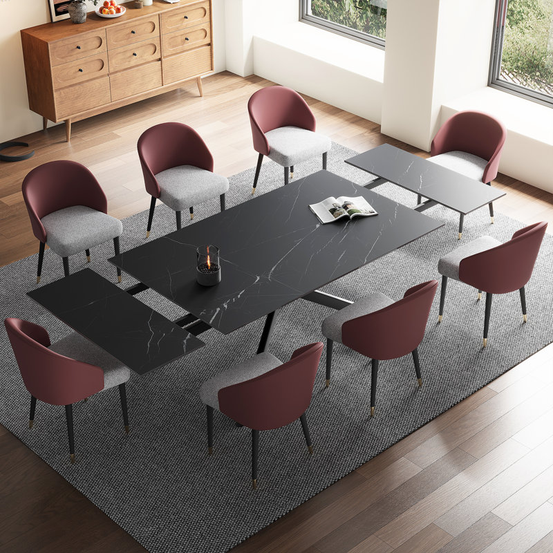 Table de salle à manger Majour , Noir, Rouge / Gris