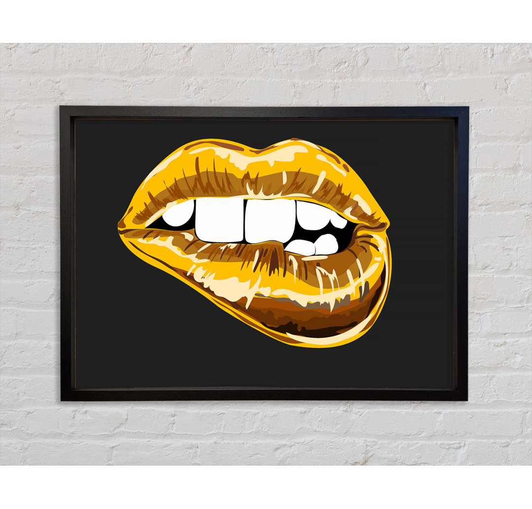 Gold Lip Bite - Einzelner Bilderrahmen Kunstdrucke auf Leinwand