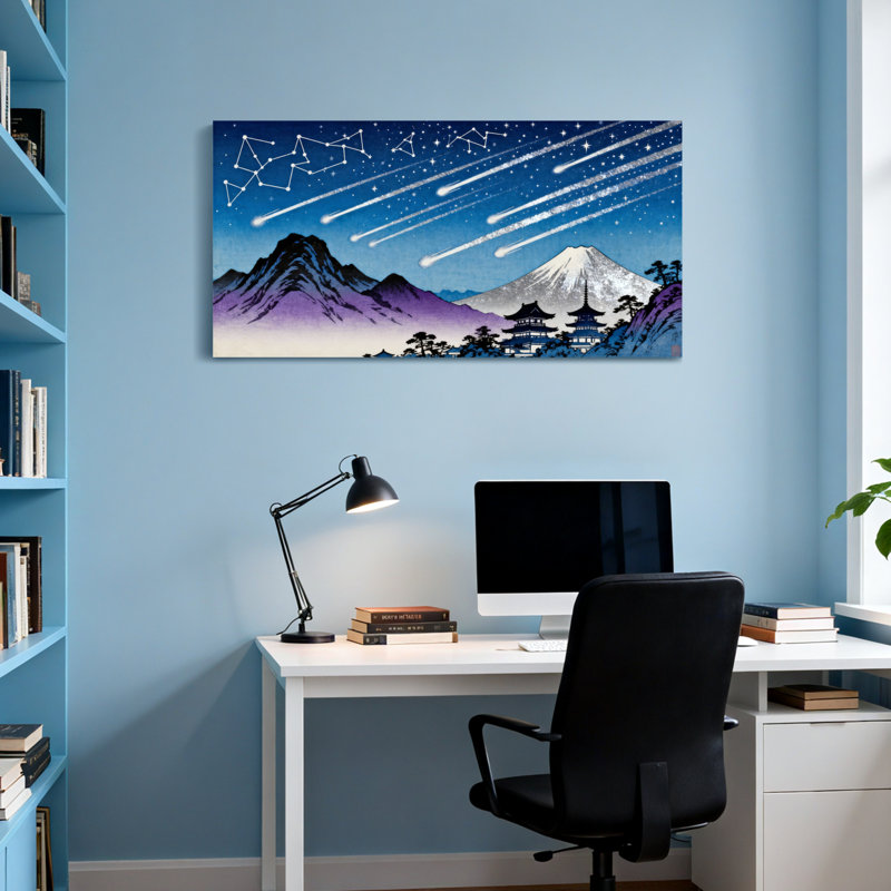Paysage et nature, ciel étoilé, montagnes, météorites, douche, constellation, paysage de nuit, H 16 po x l 32 po