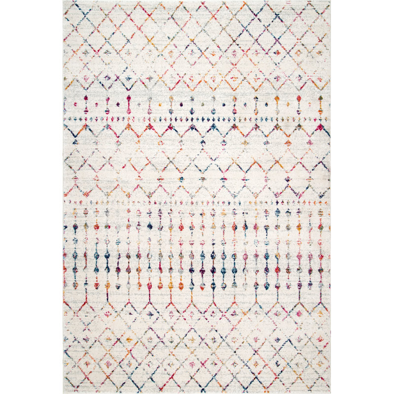 Tapis multicolore à motif marocain tissé à la machine Performance Amanti, Rectangle 8 pi x 10 pi