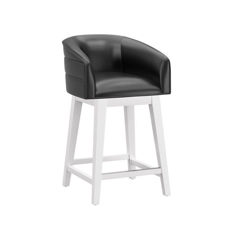 Tabouret pivotant en bois Cleland, White, Black