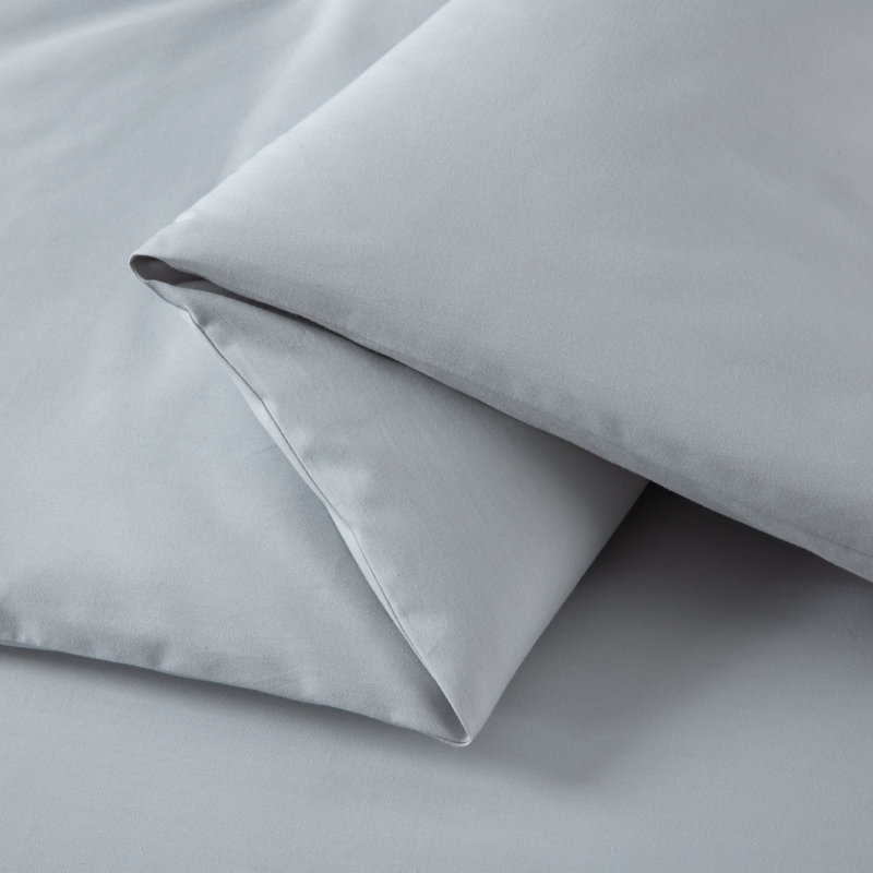 Cotton Twill Comforter, Queen Comforter + 2 Standard Shams, Silver Gray