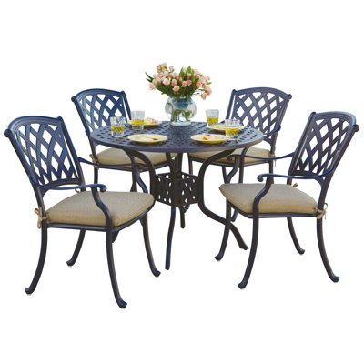 Campton 5-Piece Patio Dining Set with Cushions and 42'' Round Dining Table