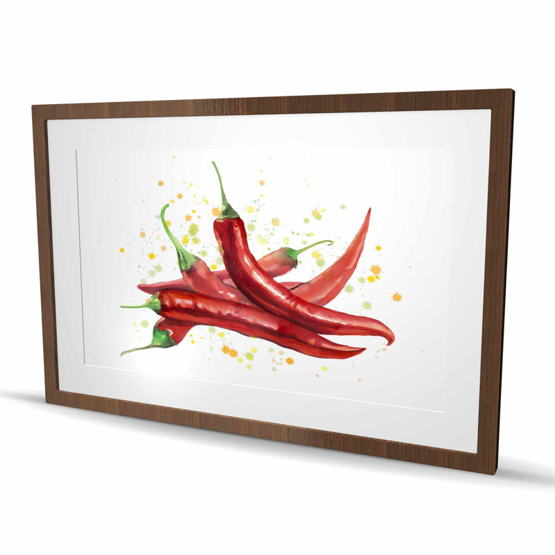 Red Hot Peppers - nourriture gastronomie encadrée, Brun, H 24 po x l 36 po